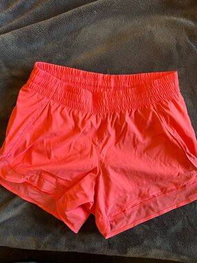 Athleta Neon Coral Running Shorts